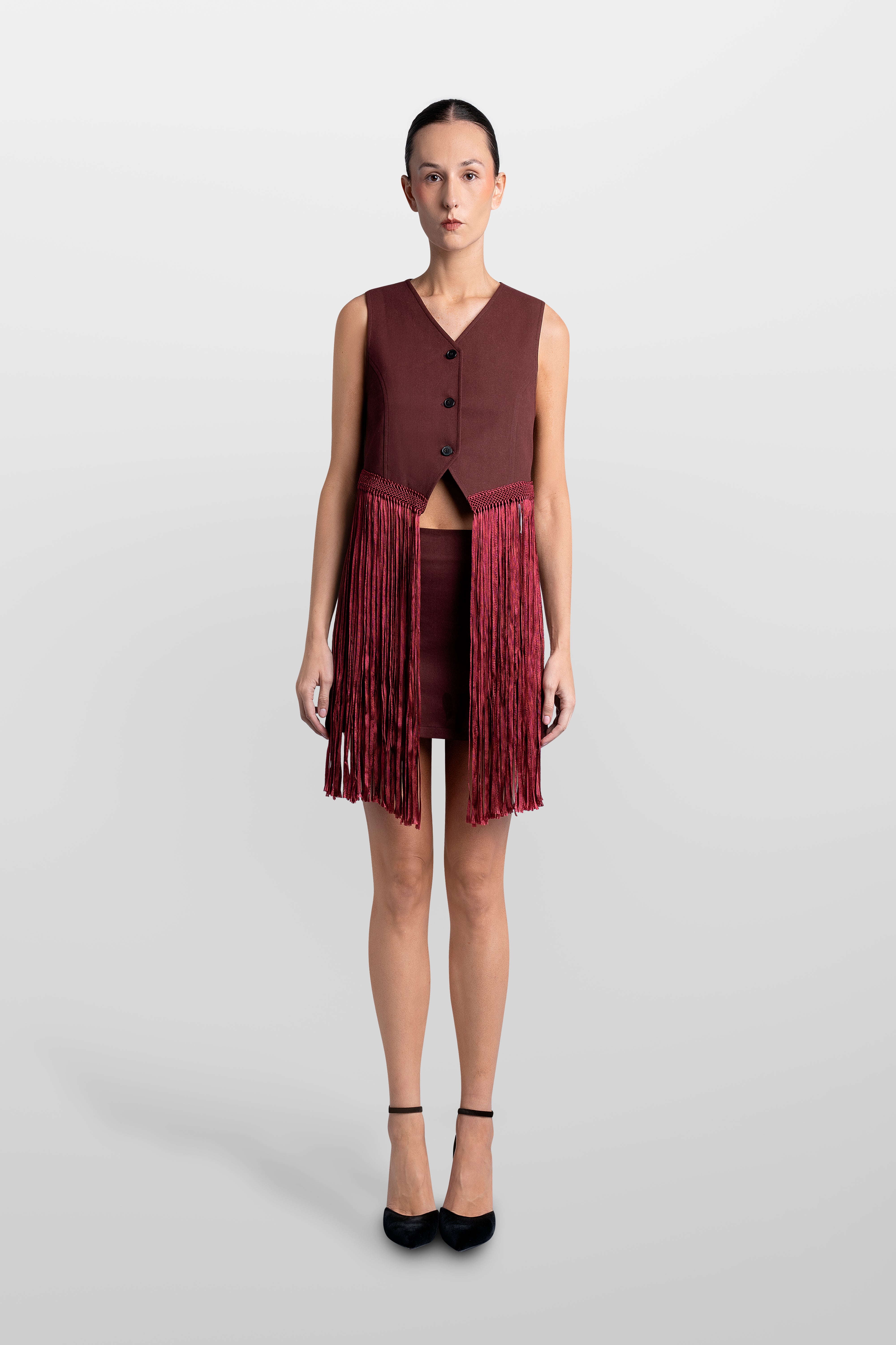 MACRAME DRILL GILLET TOP