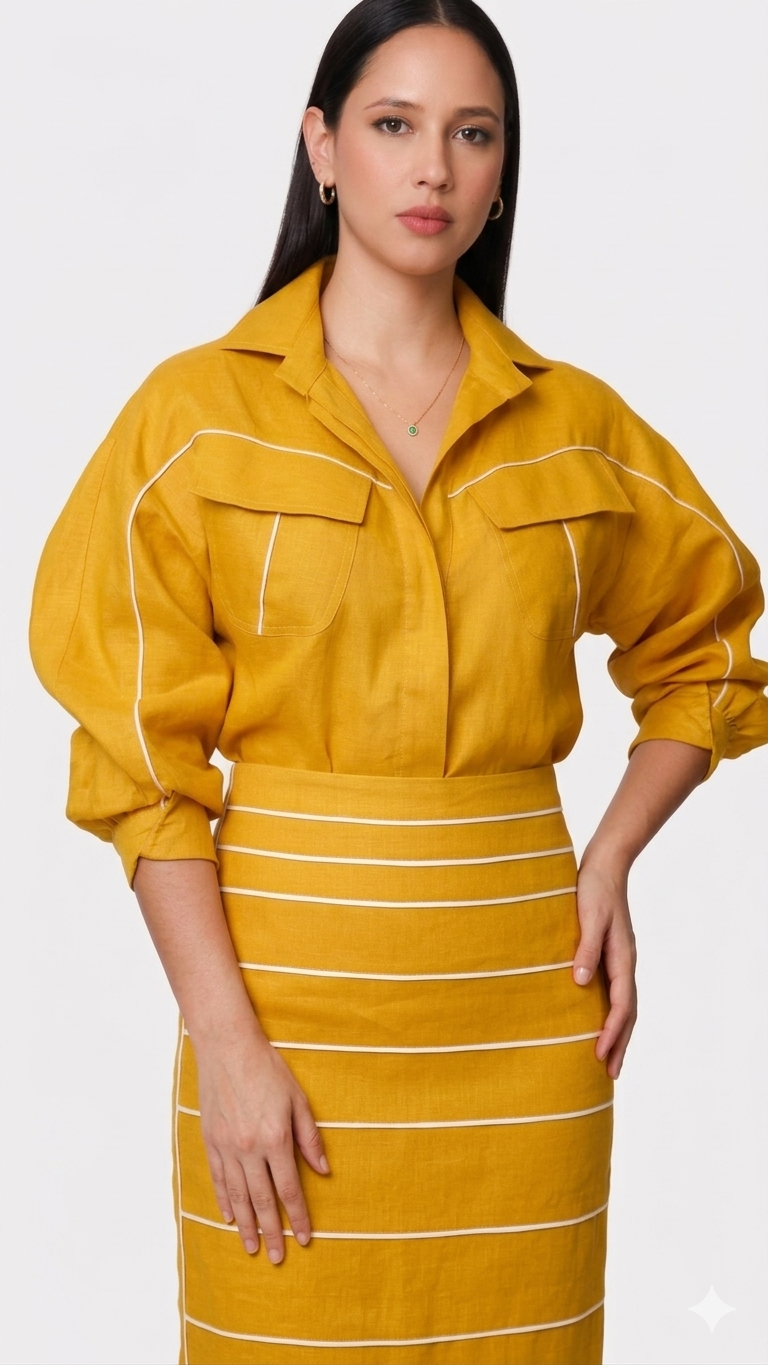 CAMISA BOLSILLO ASIMÉTRICO LINO