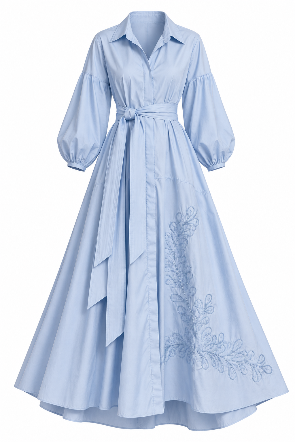 VESTIDO CAMISERO FALDA BORDADA LAGRIMAS