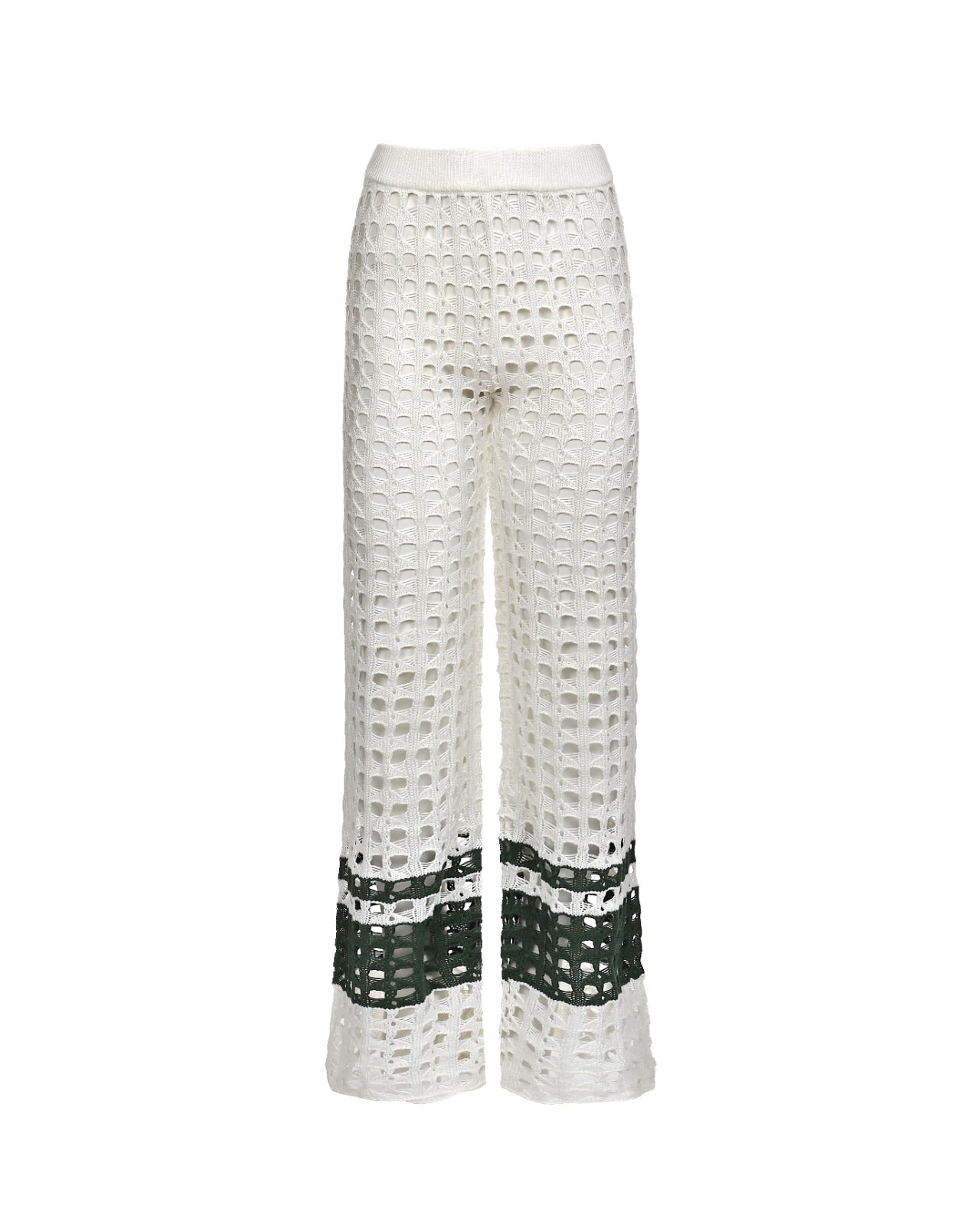 PONTO IVORY GREEN KNITTED PANTS