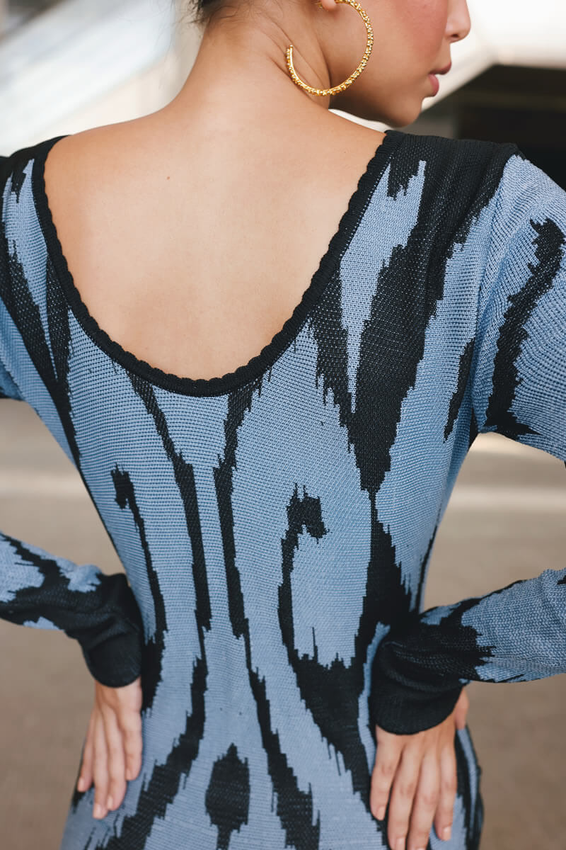 VESTIDO LENGUAJE TEJIDO AZUL