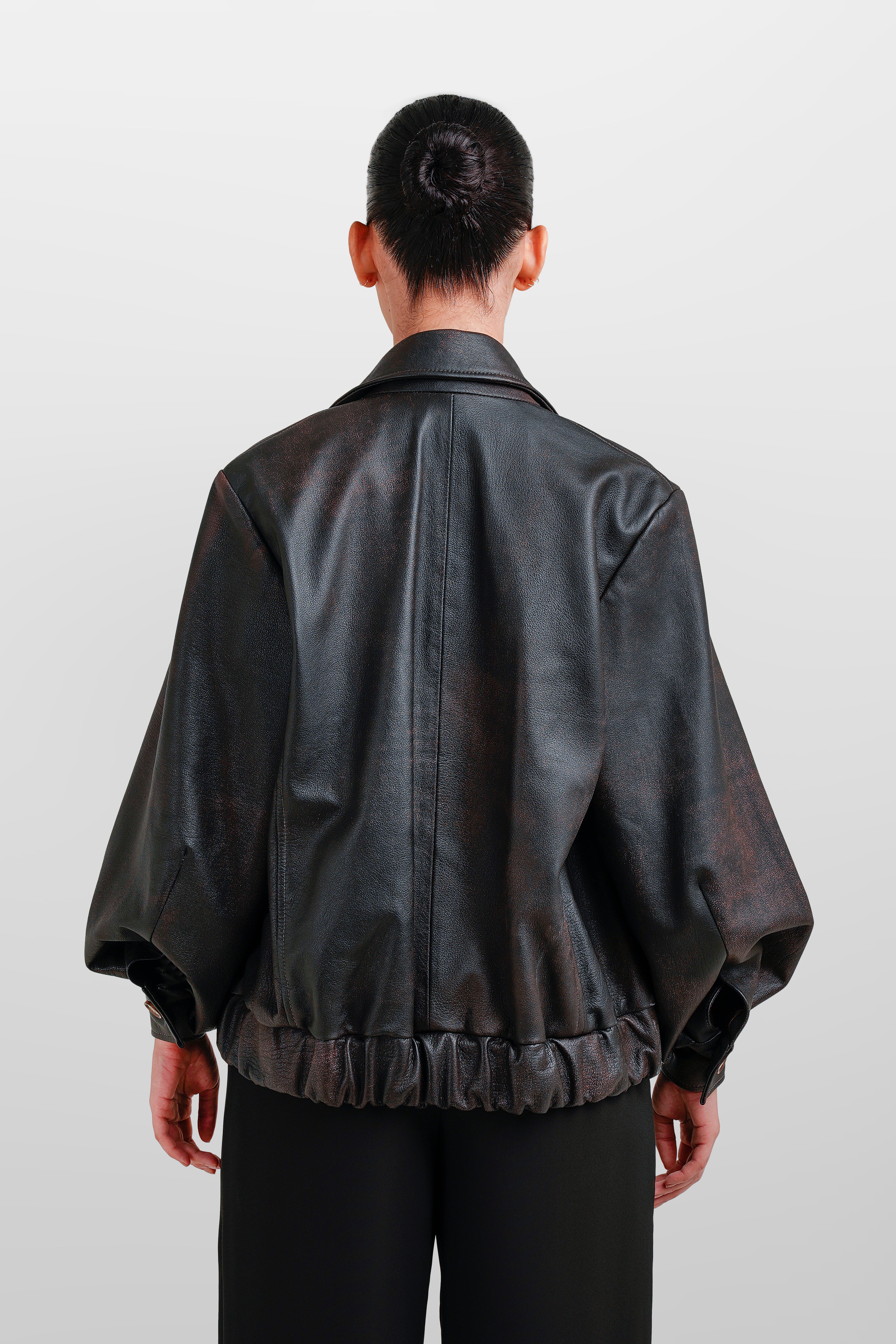 LEATHER BOMBER JACKET