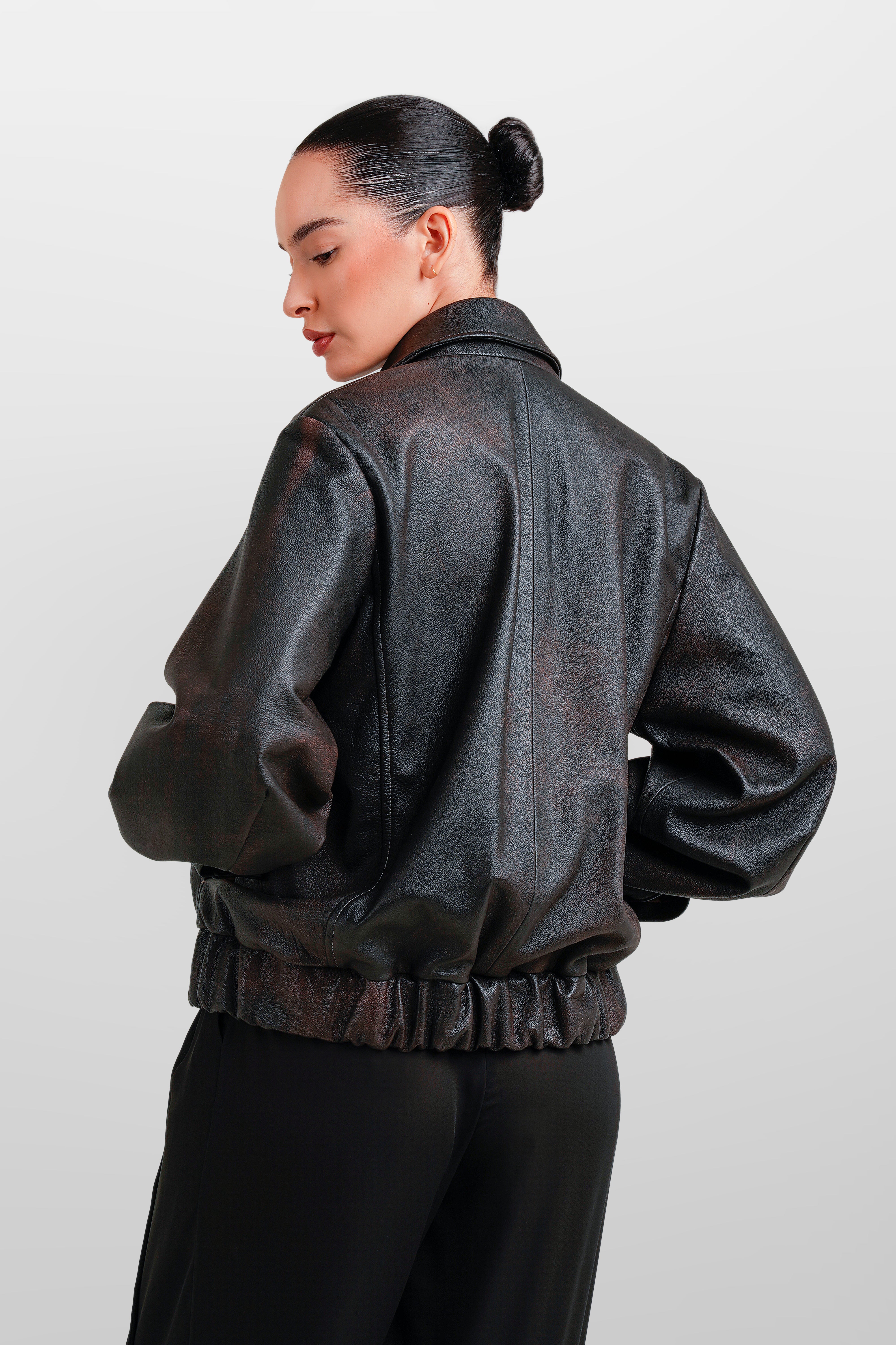 LEATHER BOMBER JACKET