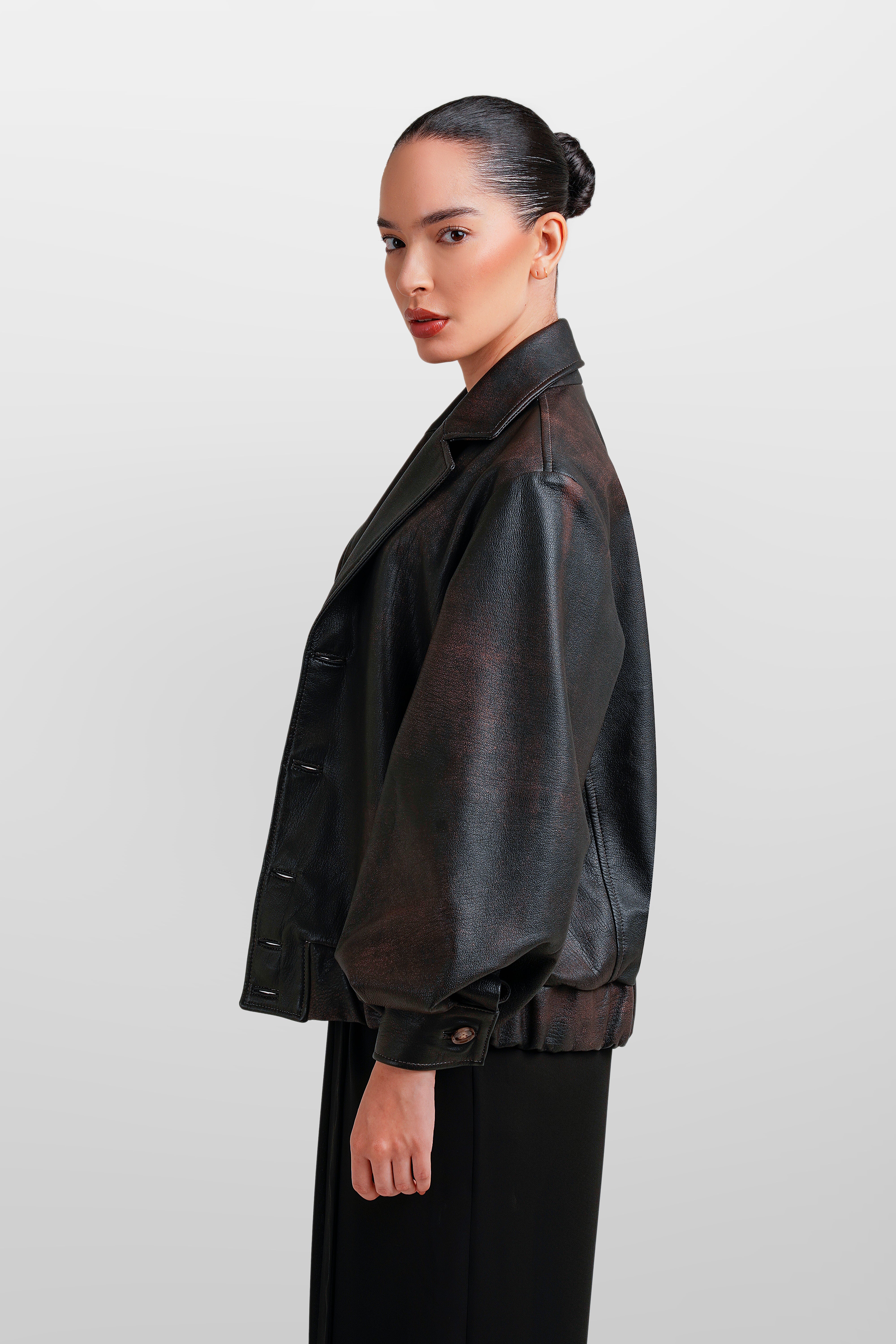 LEATHER BOMBER JACKET