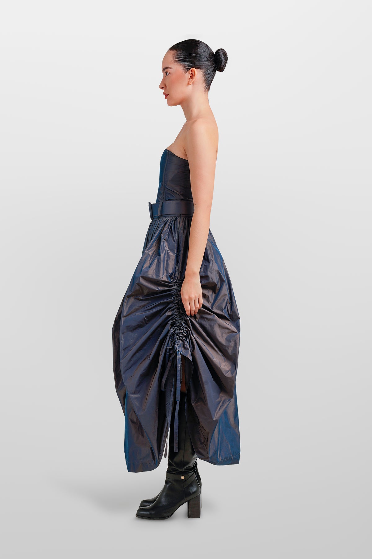 TAFFETA SKIRT COULISSE WITH BELT