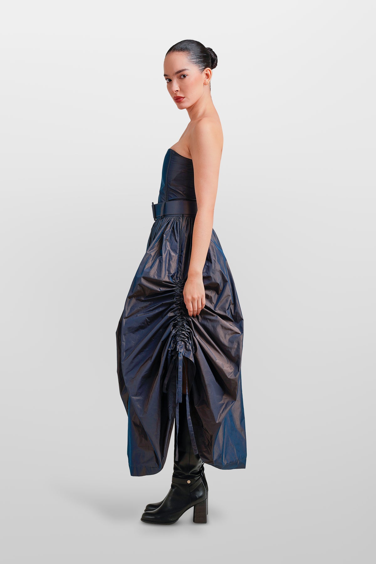 TAFFETA SKIRT COULISSE WITH BELT