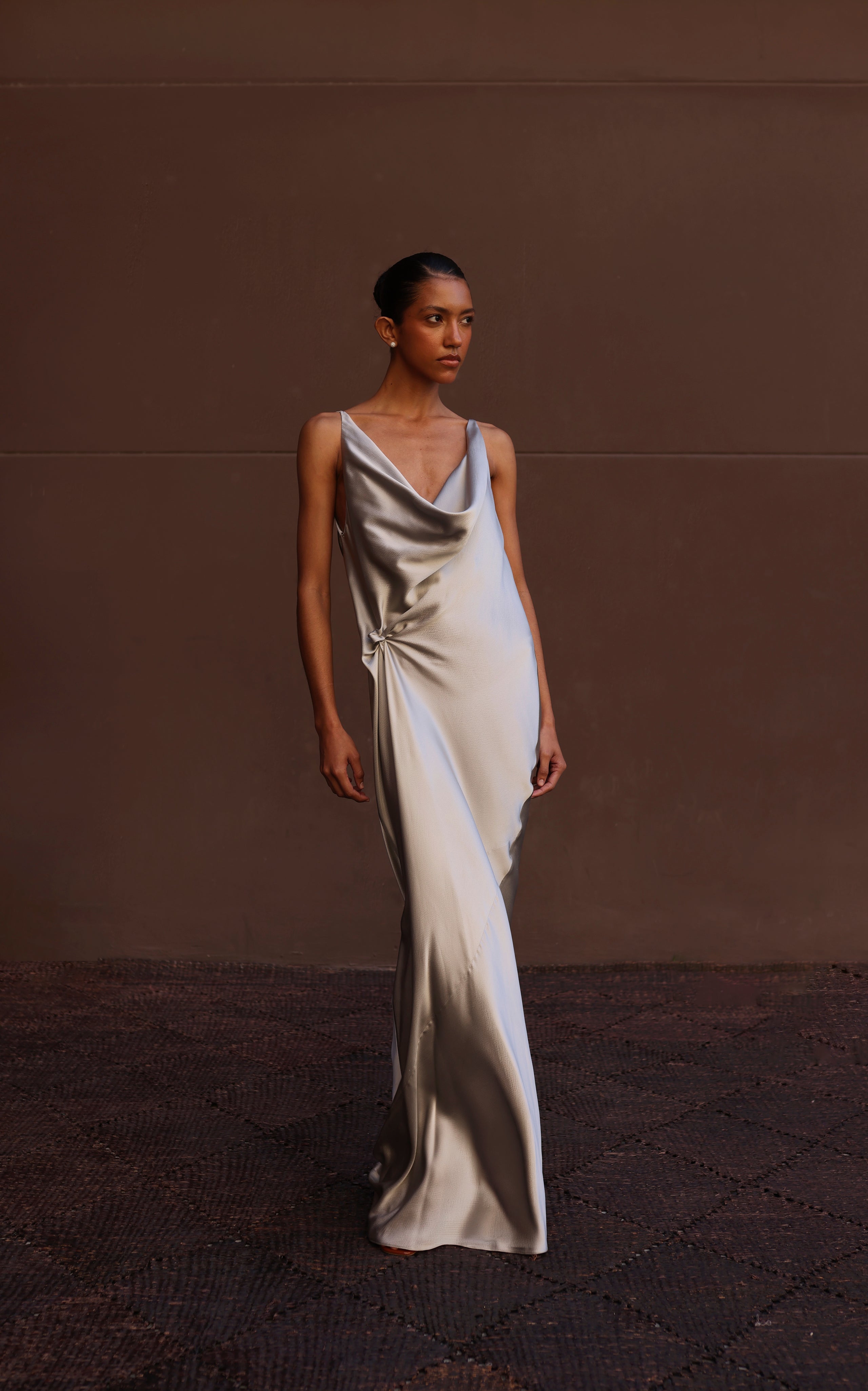 KNOT CHARMED SILK DRESS