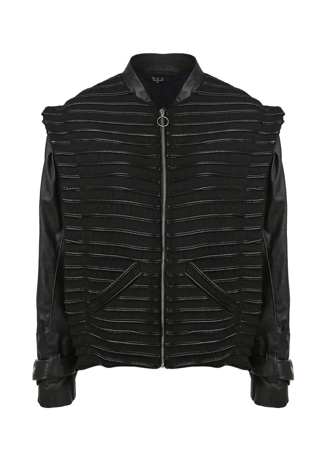 CHAQUETA BOMBER TELAR VÍBORA CUERO