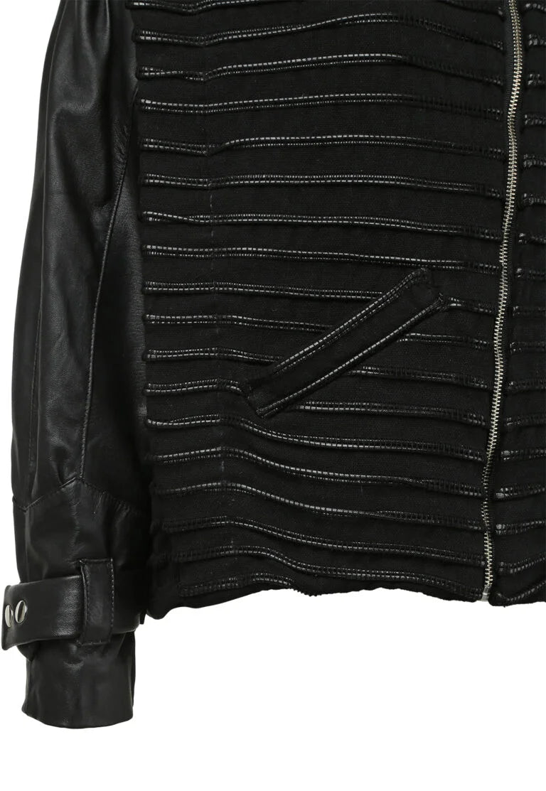 CHAQUETA BOMBER TELAR VÍBORA CUERO