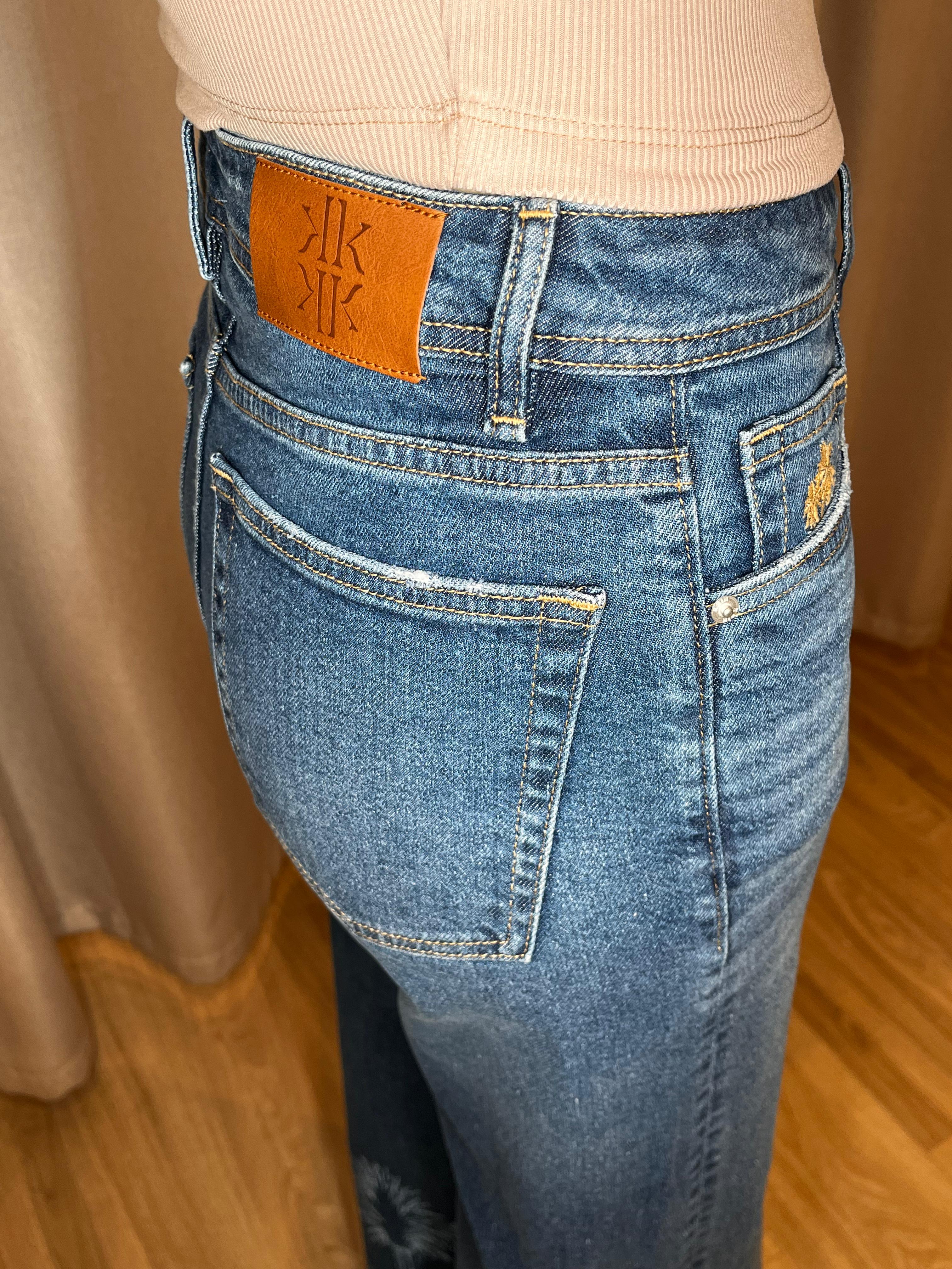 MANILA PALM PRINTED JEANS