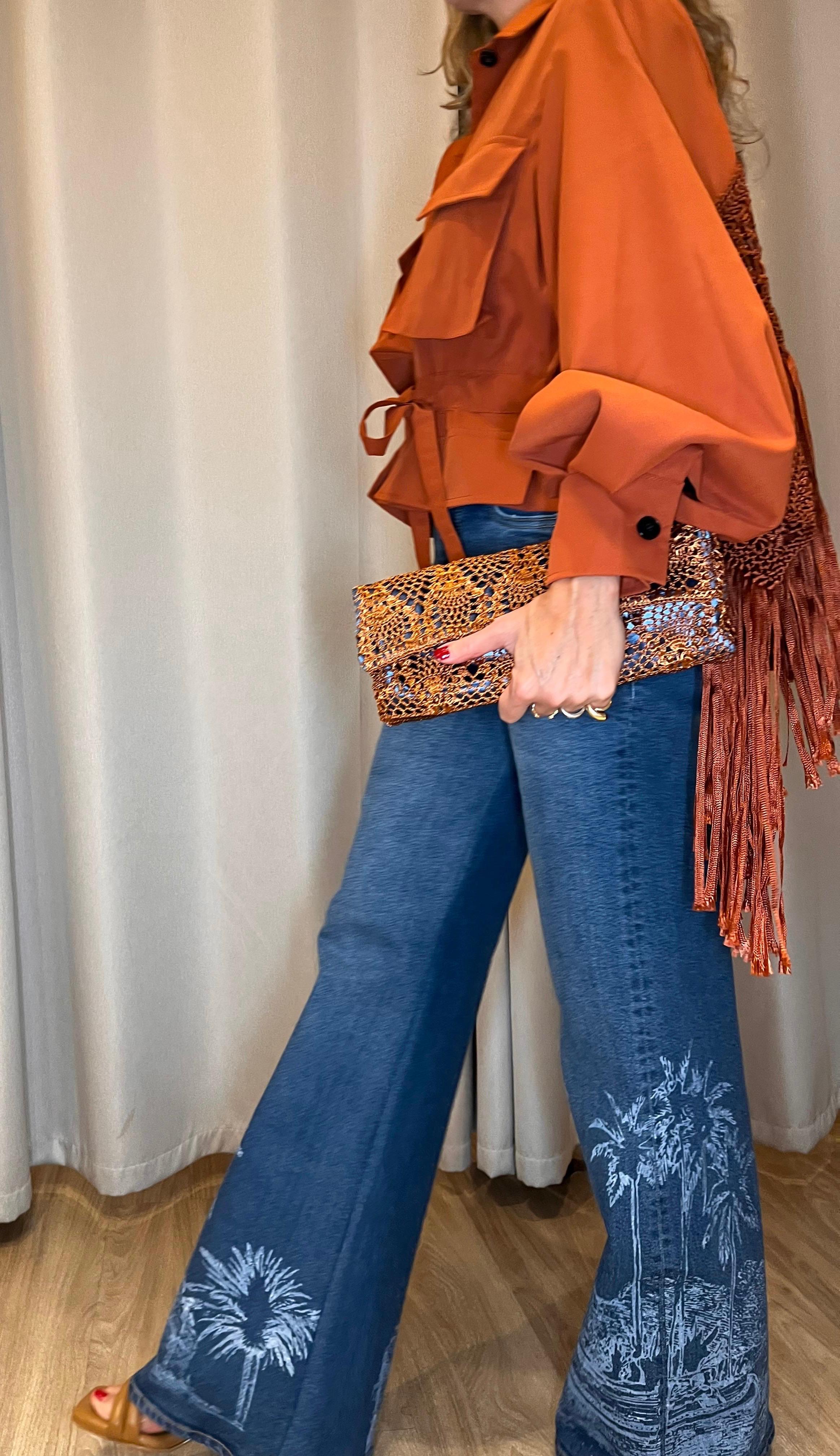 MANILA PALM PRINTED JEANS